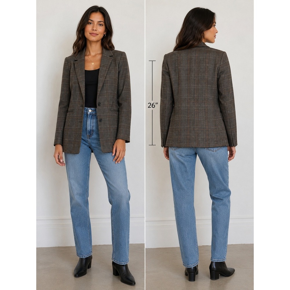 Old Navy Blazer Womens XS Brown Plaid Jacket Business Casual Officecore Workwear